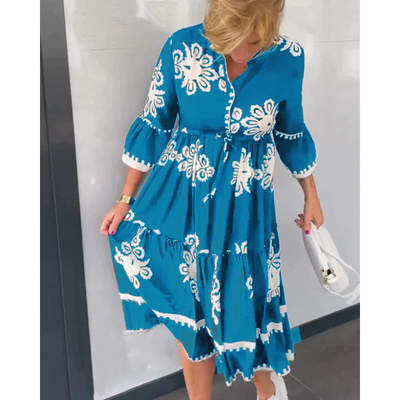 Lizzy - Floral Dress With 3/4 Sleeves