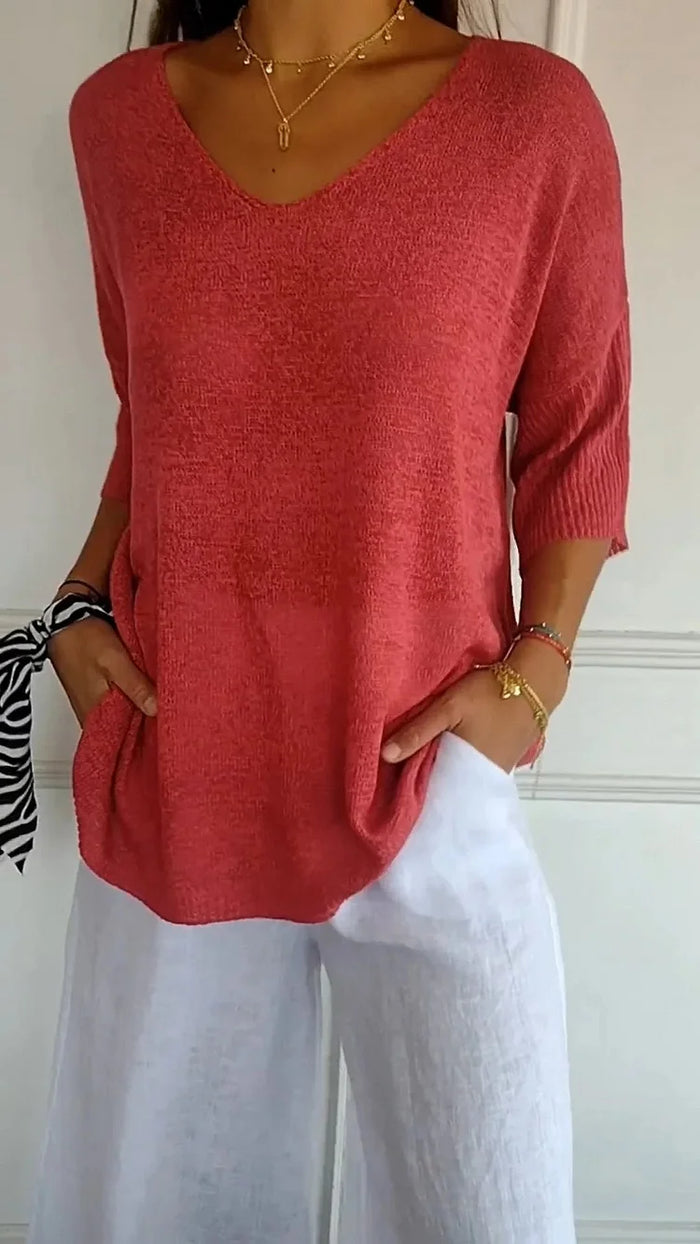 Donna - Comfy Knitted V-neck Top