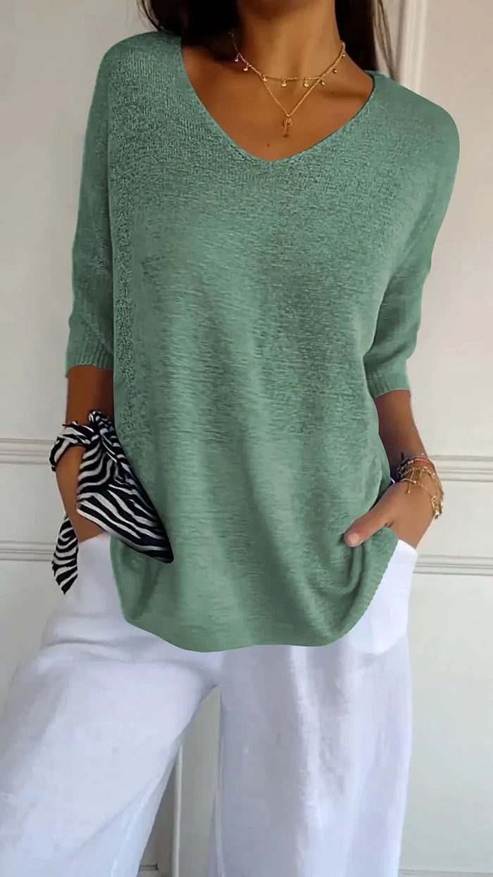 Donna - Comfy Knitted V-neck Top