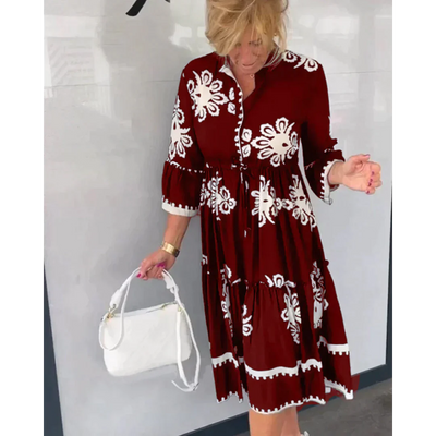 Lizzy - Floral Dress With 3/4 Sleeves