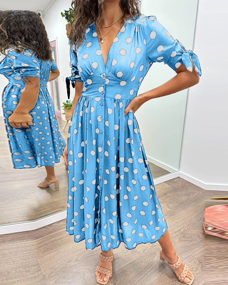 Dianne | Dress with V-neck and polka dots