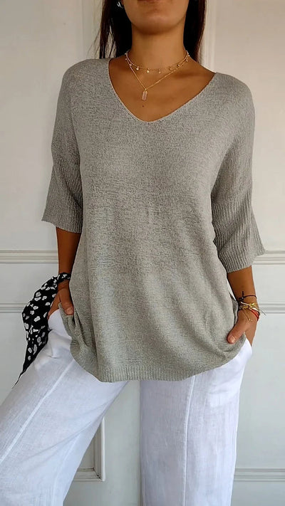 Donna - Comfy Knitted V-neck Top