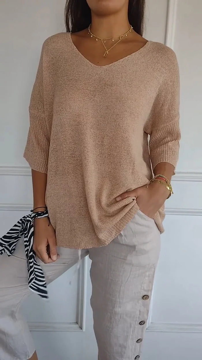 Donna - Comfy Knitted V-neck Top