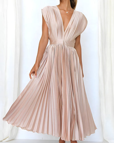 Sofia - Sleeveless Pleated Midi Dress